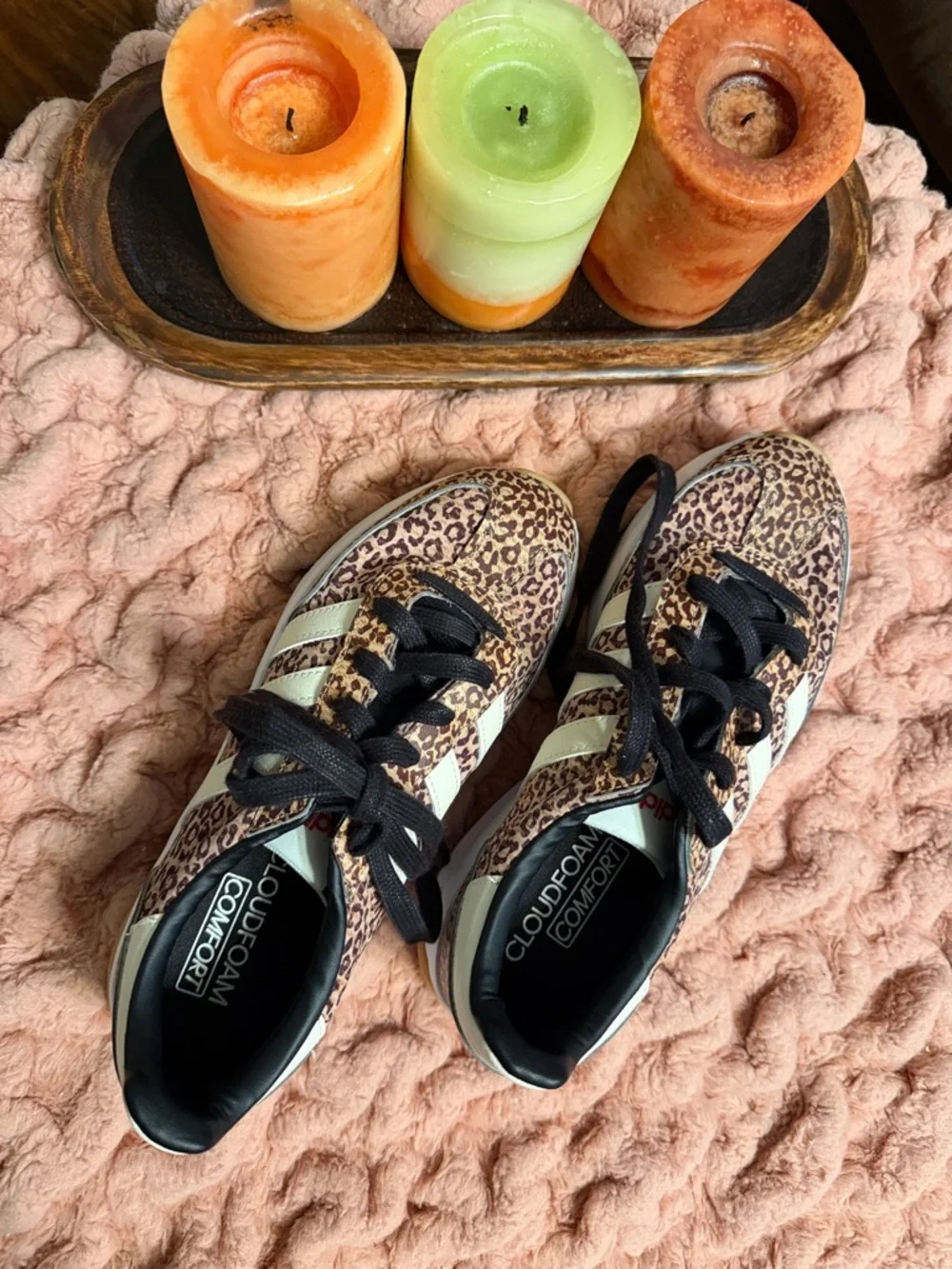 adidas Leopard Print Sneakers with Cream Stripes and Black Laces/New Without tag
